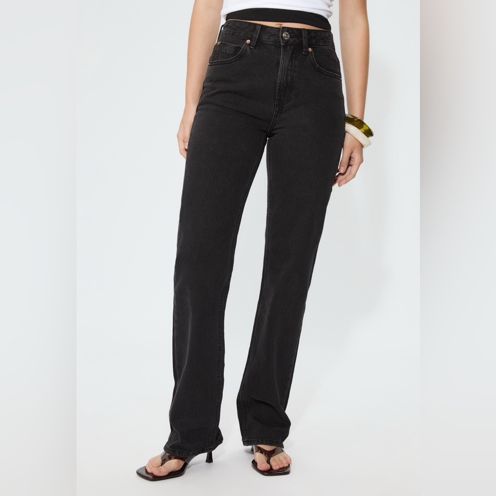 Stradivarius D98 Black Straight Leg Women's Jeans